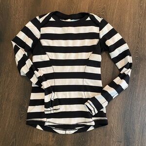 lululemon athletica Black and White Striped Long Sleeve Tee
